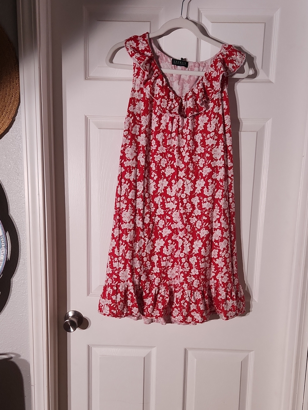 Lauren Red and White Floral Dress